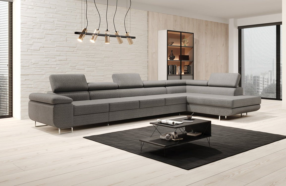Designer Sofa Maxi mit Schlaf - und Klappfunktion in Bouclé