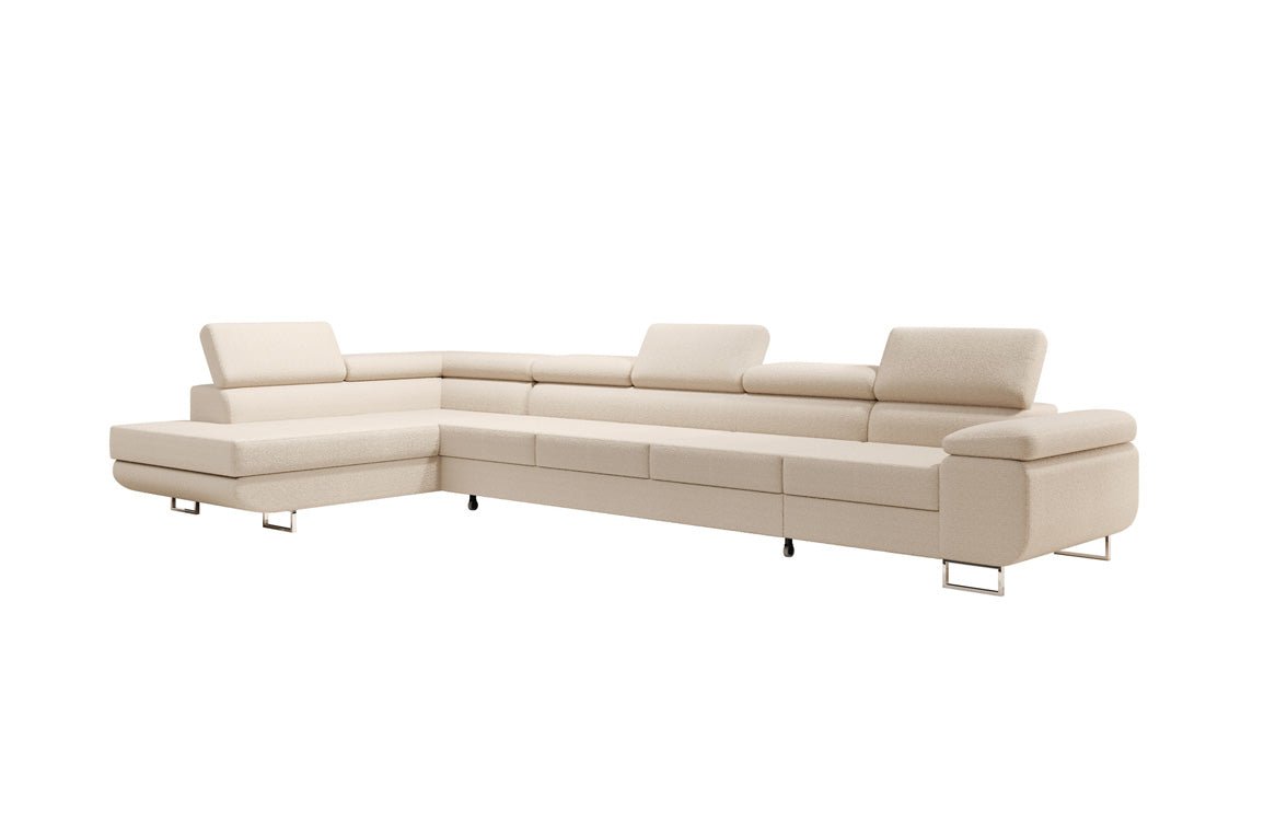 Designer Sofa Maxi mit Schlaf - und Klappfunktion in Bouclé