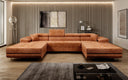 Canapé designer Calvera U avec fonction couchage et rabattable en Côtelé