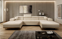 Designer Sofa Calvera U with Sleeping and Folding Function in Bouclé