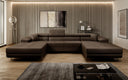 Designer Sofa Calvera U with Sleeping and Folding Function in Bouclé