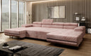 Canapé designer Calvera U avec fonction couchage et rabattable en Côtelé