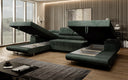 Canapé designer Calvera U avec fonction couchage et rabattable en Côtelé