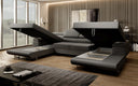 Designer Sofa Calvera U with Sleeping and Folding Function in Bouclé