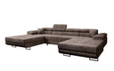 Canapé designer Calvera U avec fonction couchage et rabattable en Côtelé
