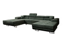 Canapé designer Calvera U avec fonction couchage et rabattable en Côtelé
