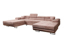 Canapé designer Calvera U avec fonction couchage et rabattable en Côtelé