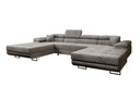 Canapé designer Calvera U avec fonction couchage et rabattable en Côtelé