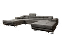 Canapé designer Calvera U avec fonction couchage et rabattable en Côtelé