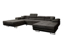 Canapé designer Calvera U avec fonction couchage et rabattable en Côtelé