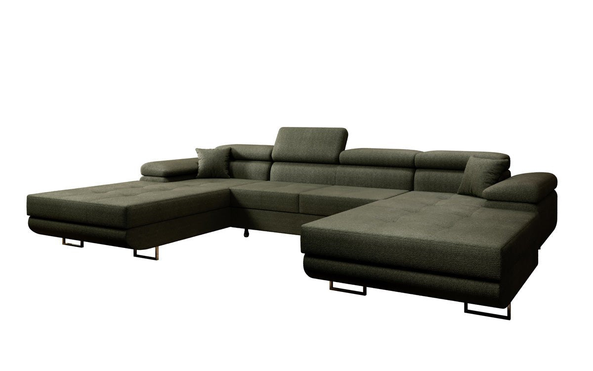 Canapé designer Calvera U avec fonction couchage et rabattable en Bouclé