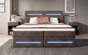 Lit boxspring Lara avec espace de rangement et LED en Côtelé