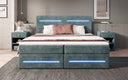 Lit boxspring Lara avec espace de rangement et LED en Côtelé