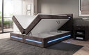 Lit boxspring Lara avec espace de rangement et LED en Côtelé