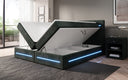 Lit boxspring Lara avec espace de rangement et LED en Côtelé