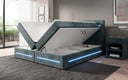 Lit boxspring Lara avec espace de rangement et LED en Côtelé