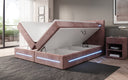 Lit boxspring Lara avec espace de rangement et LED en Côtelé