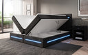 Lit boxspring Lara avec espace de rangement et LED en Côtelé