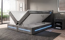 Lit boxspring Lara avec espace de rangement et LED en Côtelé