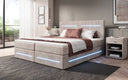 Lit boxspring Lara avec espace de rangement et LED en Côtelé