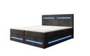 Lit boxspring Lara avec espace de rangement et LED en Côtelé