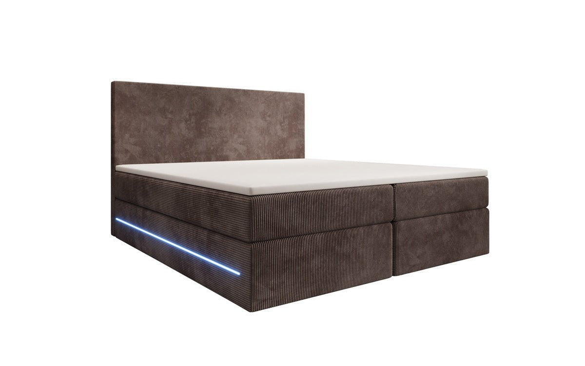 Voyage Boxspring Bed with LED and Storage in Cord