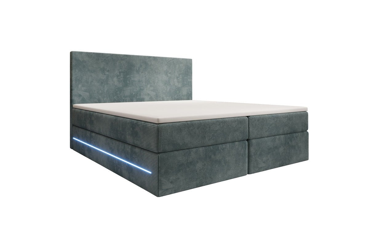 Voyage Boxspring Bed with LED and Storage in Cord