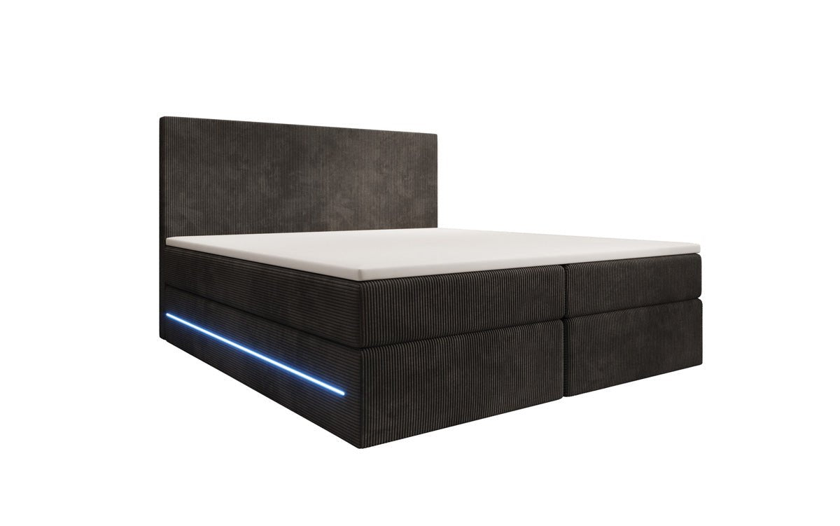 Voyage Boxspring Bed with LED and Storage in Cord