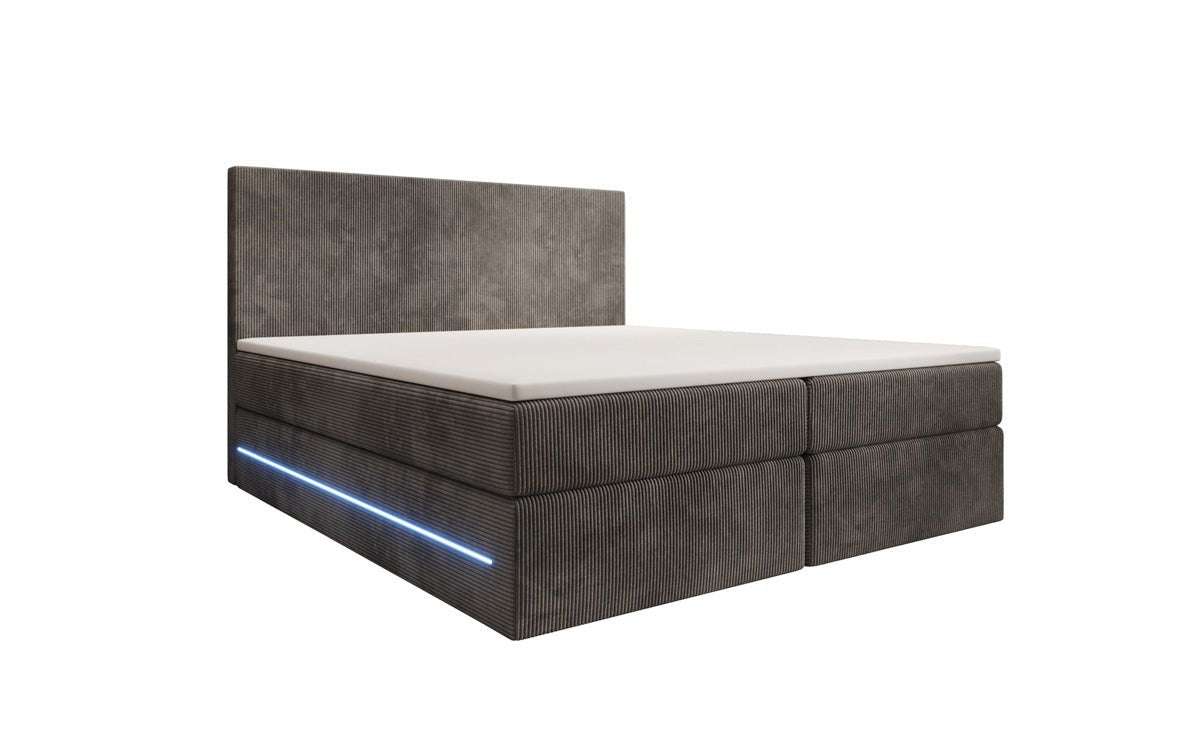 Voyage Boxspring Bed with LED and Storage in Cord