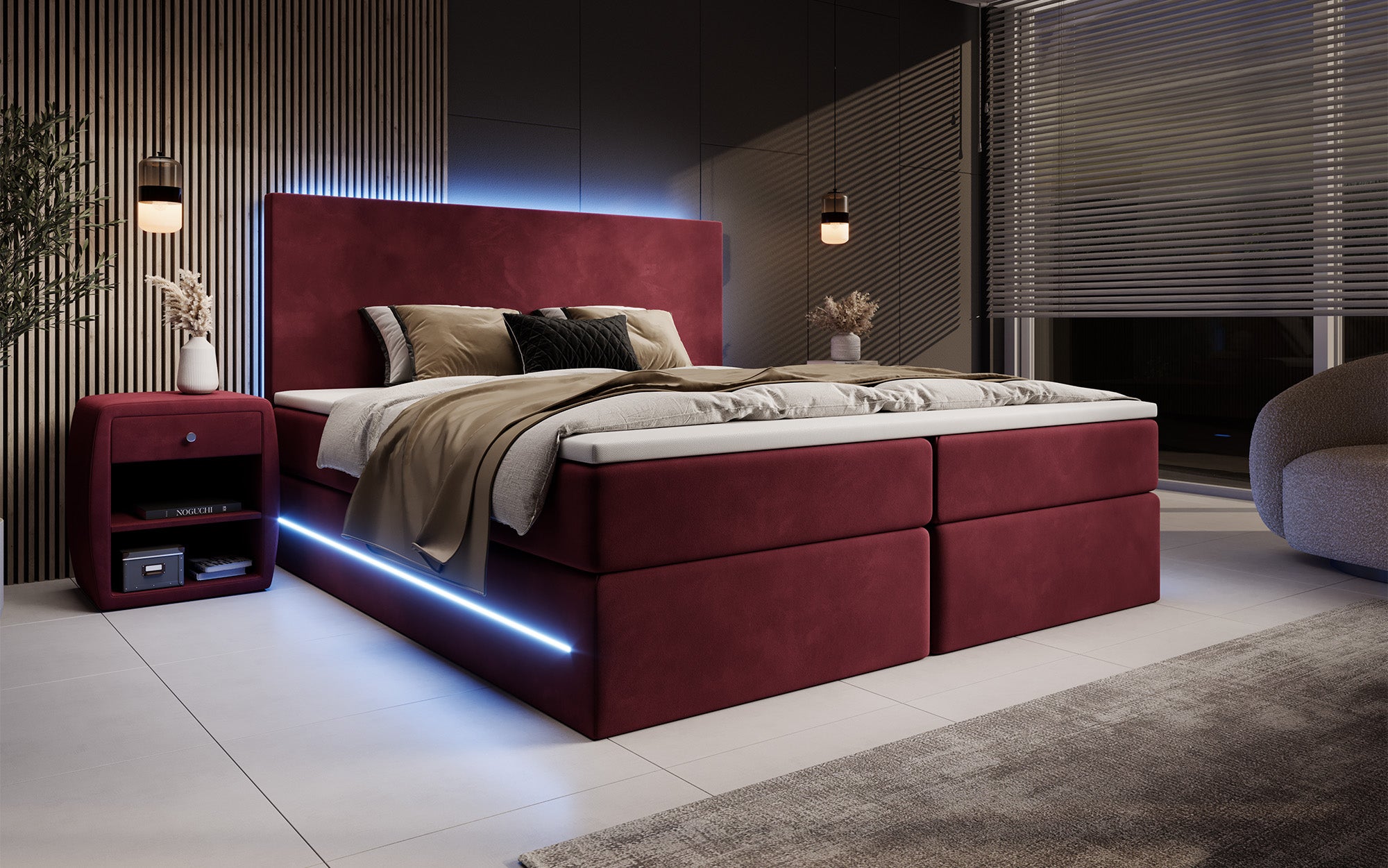 Boxspringbett Voyage mit LED u. Stauraum