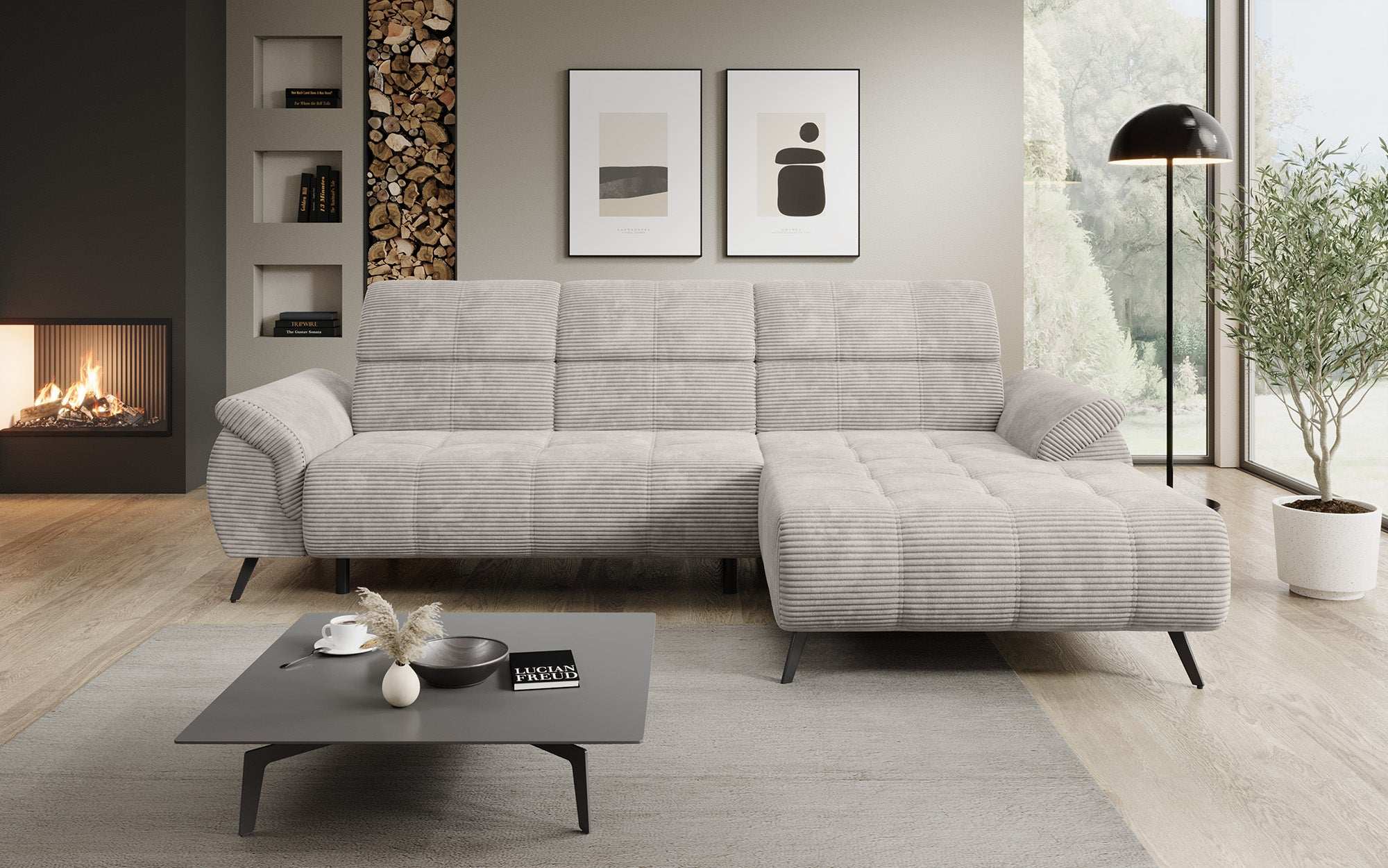 Designer Sofa Genova I mit elektrischer Sitzverlängerung, USB Anschluss