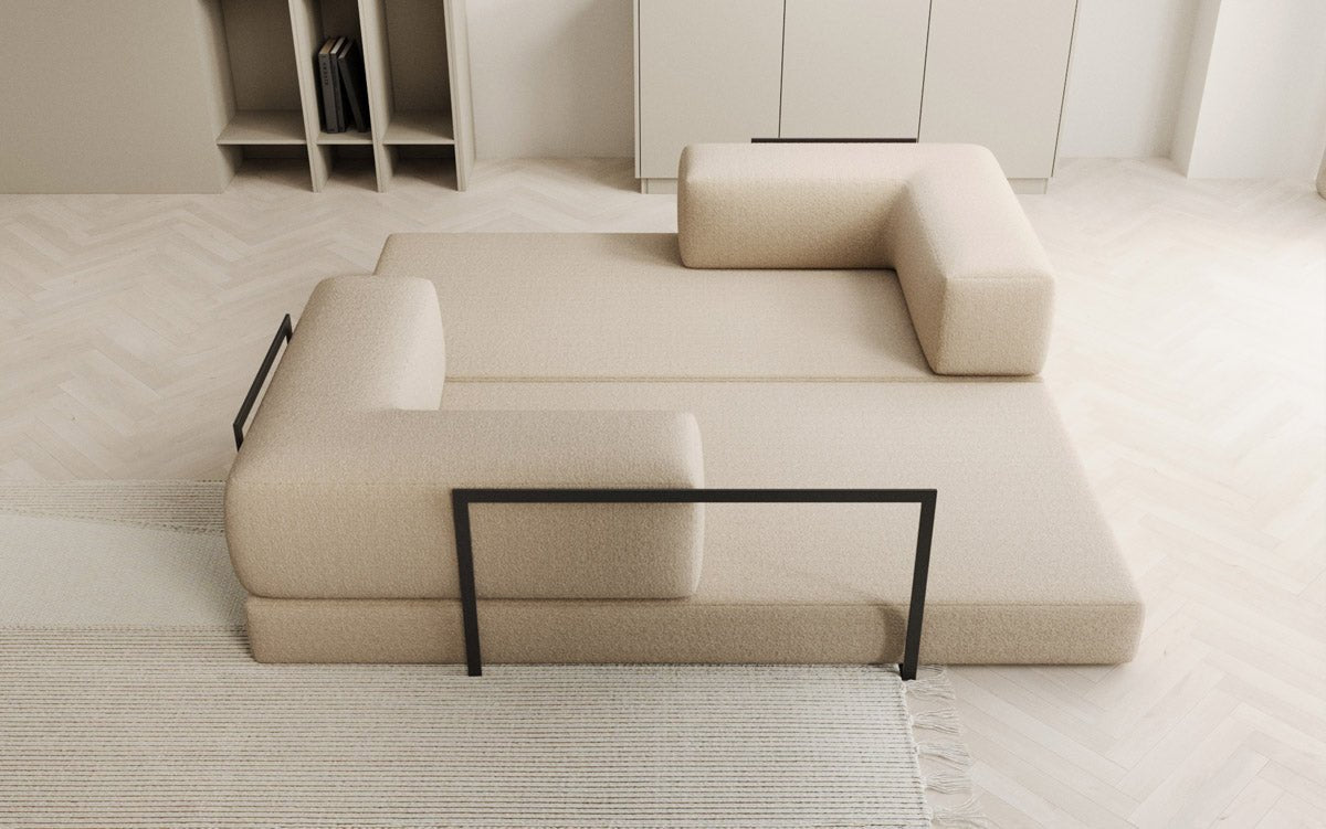 Designer Sofa Lazy 3 Sëtzer a Bouclé