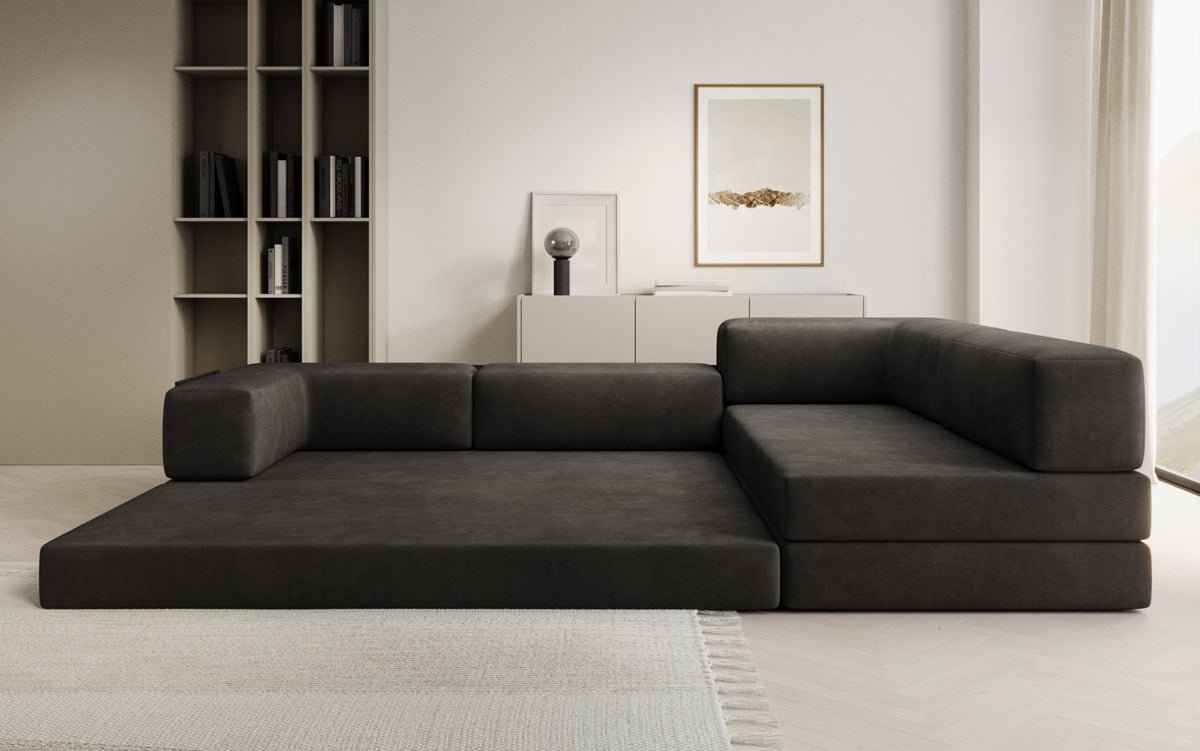 Designer Sofa Lazy L aus Samt