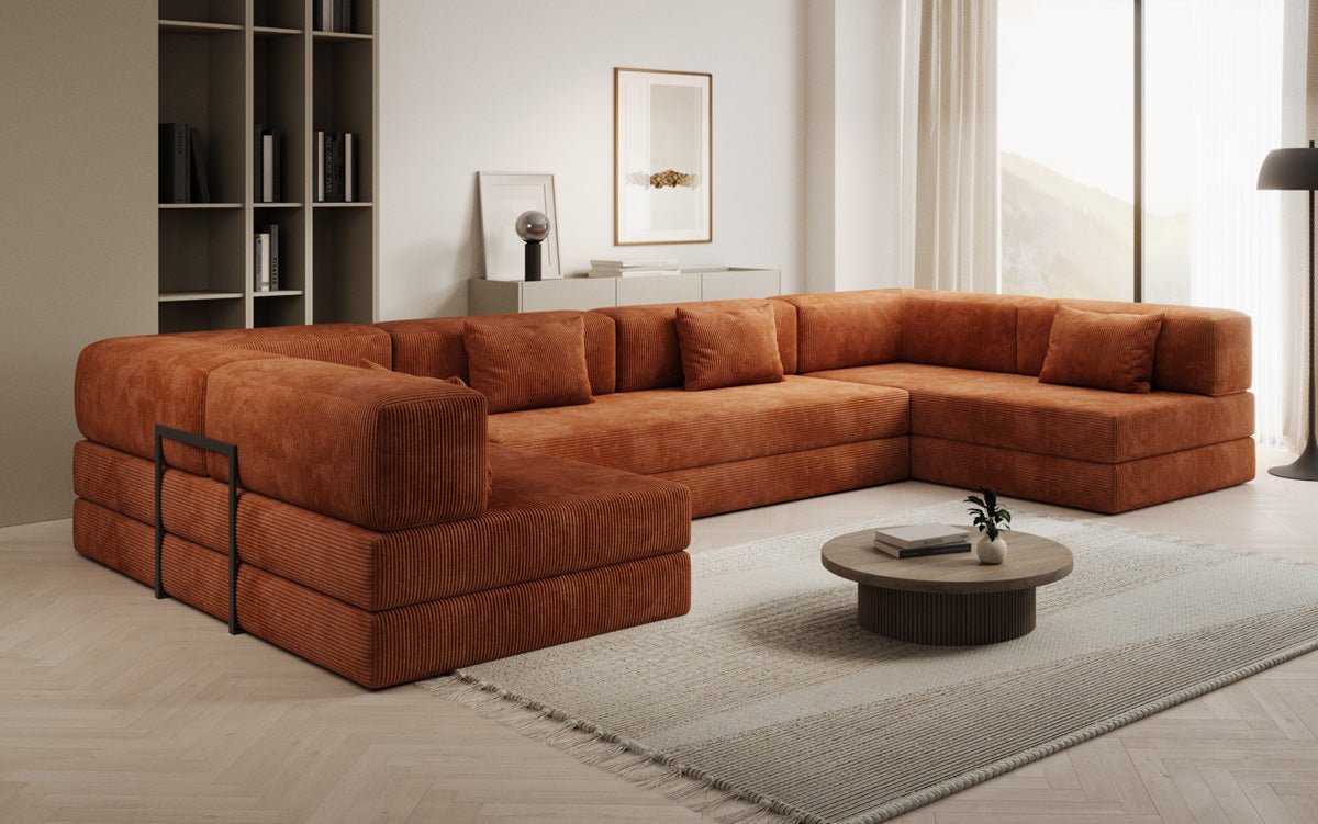 Designer Sofa Lazy U in Corduroy