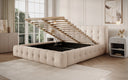 Designer Upholstered Bed Lena in Bouclé with Storage