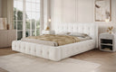 Designer Upholstered Bed Lena in Bouclé with Storage
