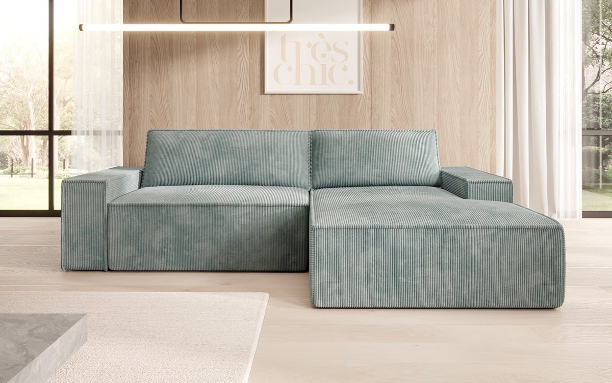 Designer Sofa Corino aus Cord mat Schloof- a Klapfunktioun