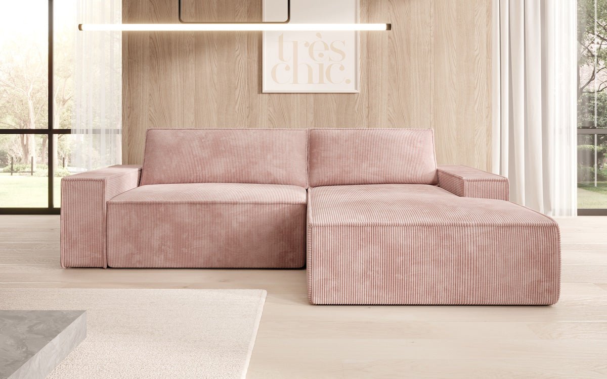 Designer Sofa Corino aus Cord mat Schloof- a Klapfunktioun