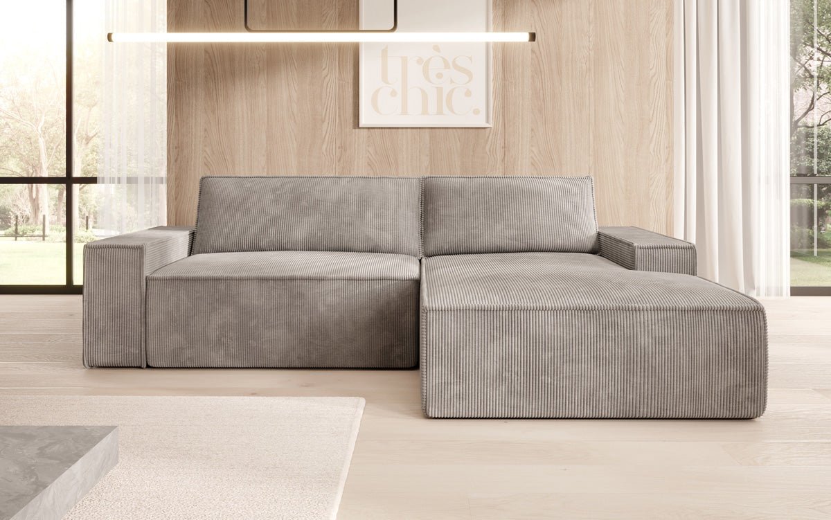 Designer Sofa Corino aus Cord mat Schloof- a Klapfunktioun