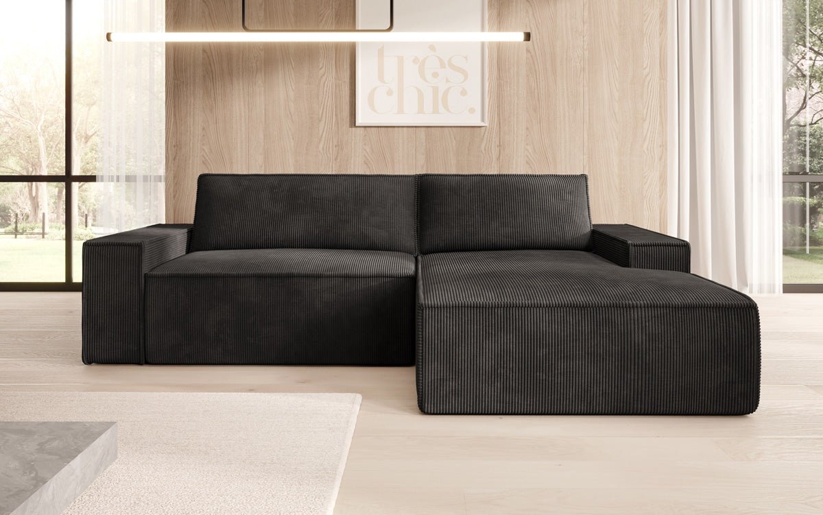 Designer Sofa Corino aus Cord mat Schloof- a Klapfunktioun
