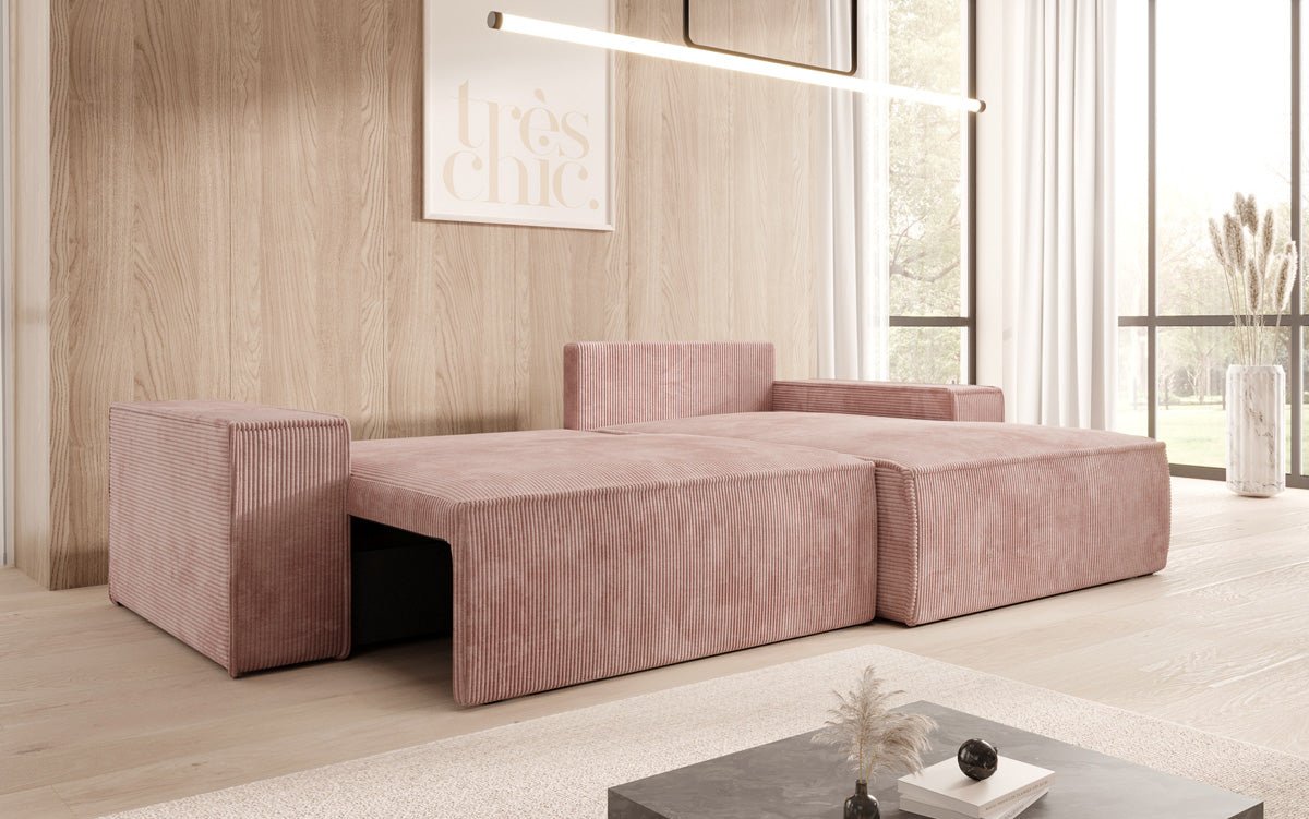 Designer Sofa Corino aus Cord mat Schloof- a Klapfunktioun