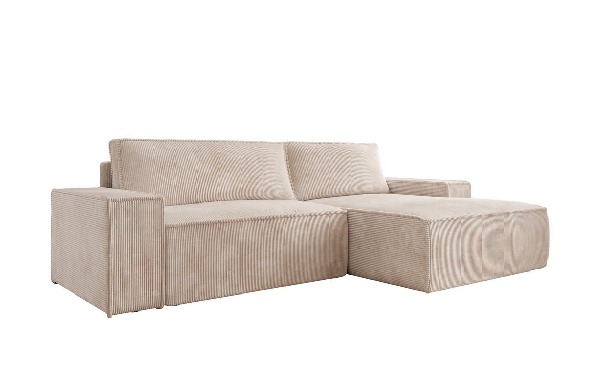 Designer Sofa Corino aus Cord mat Schloof- a Klapfunktioun