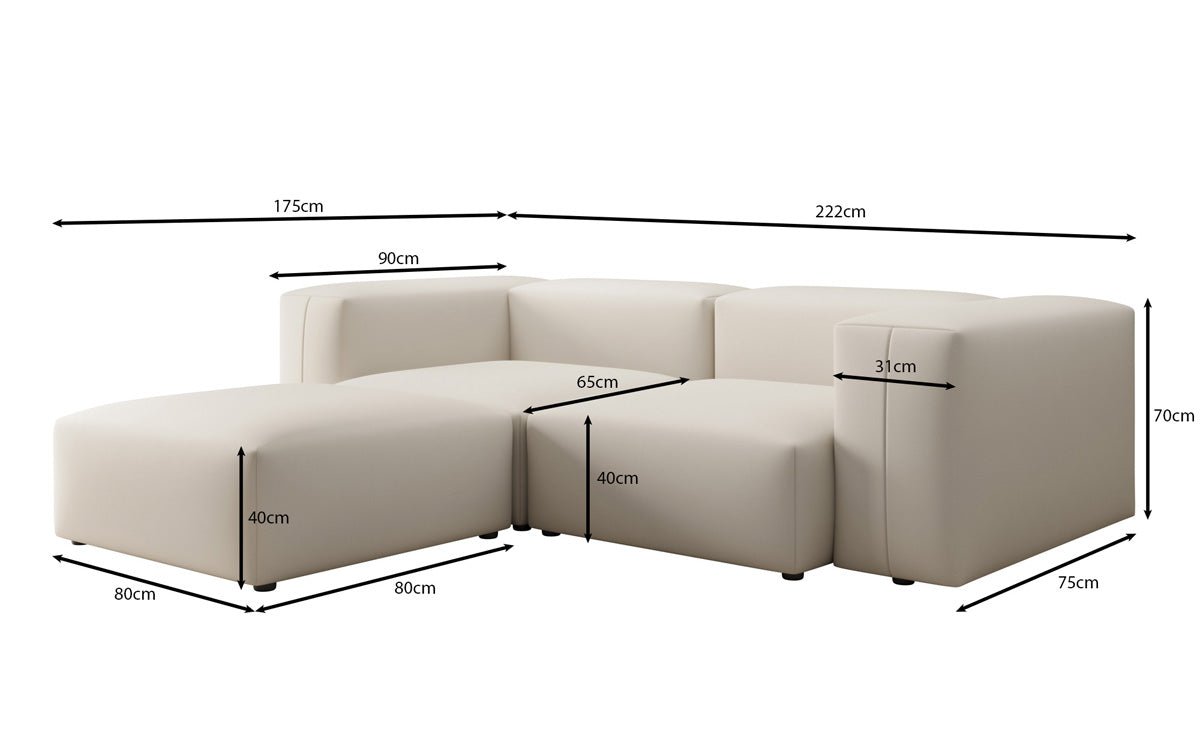 Designer L Sofa Snug Mini in Fabric