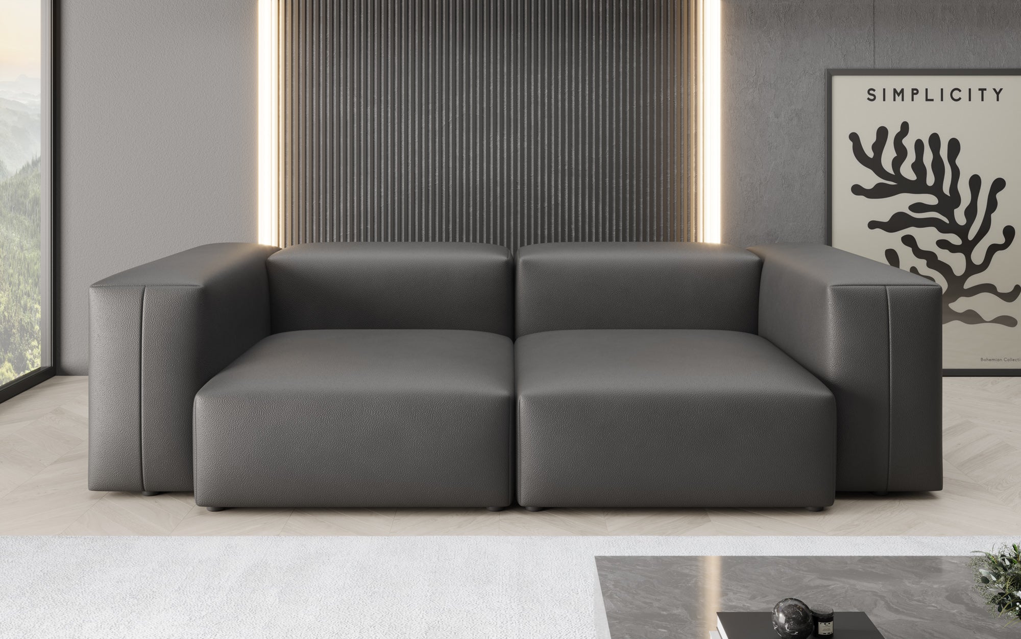 Designer 2-Seater Sofa Snug in Genuine Leather