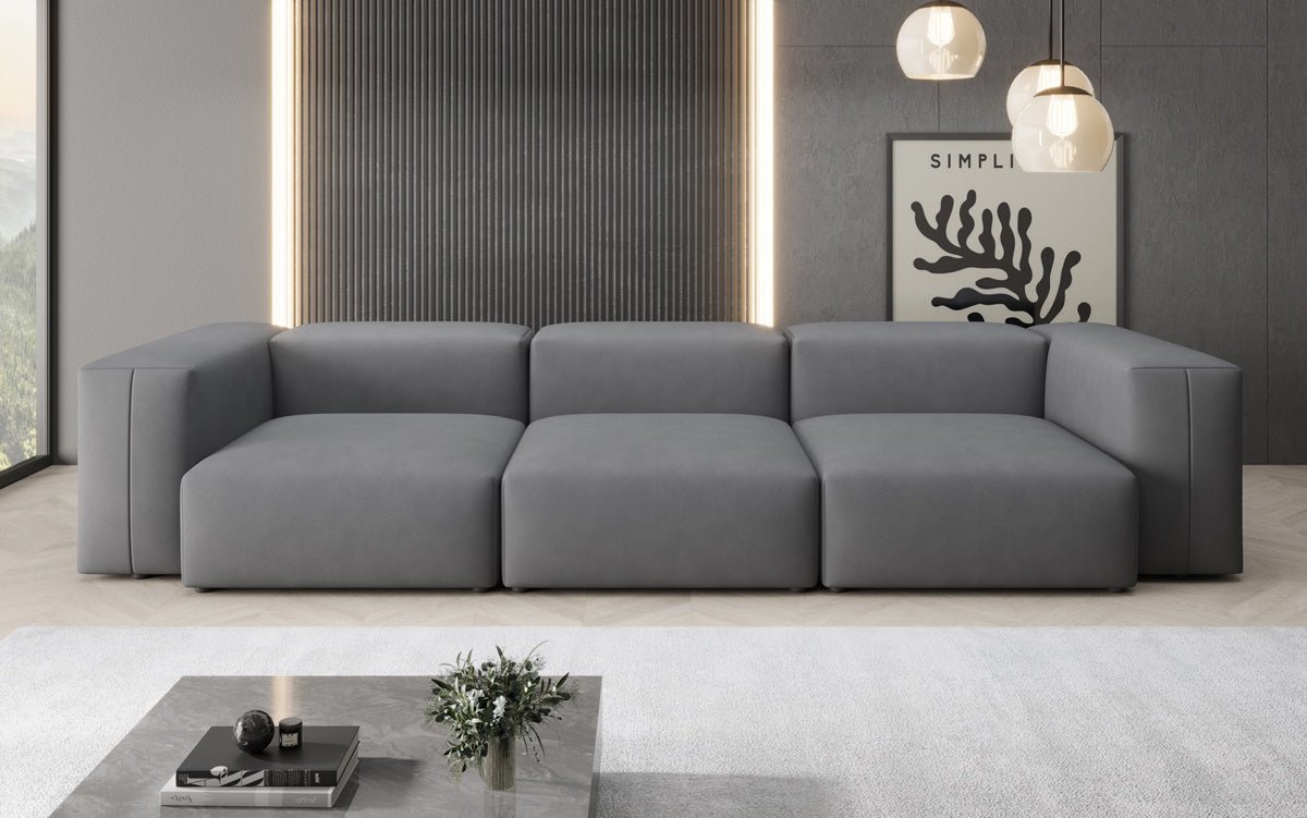 Designer 3-Seater Sofa Snug in Fabric