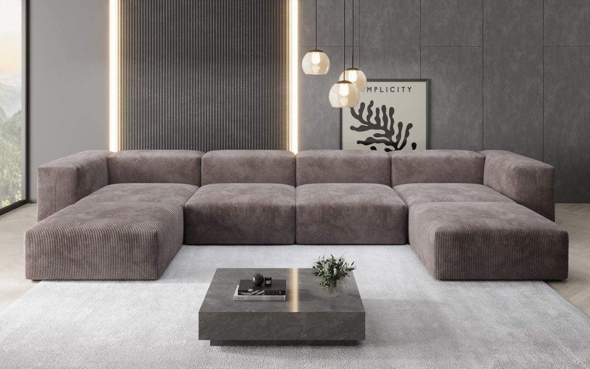 Designer U Sofa Snug aus Kord