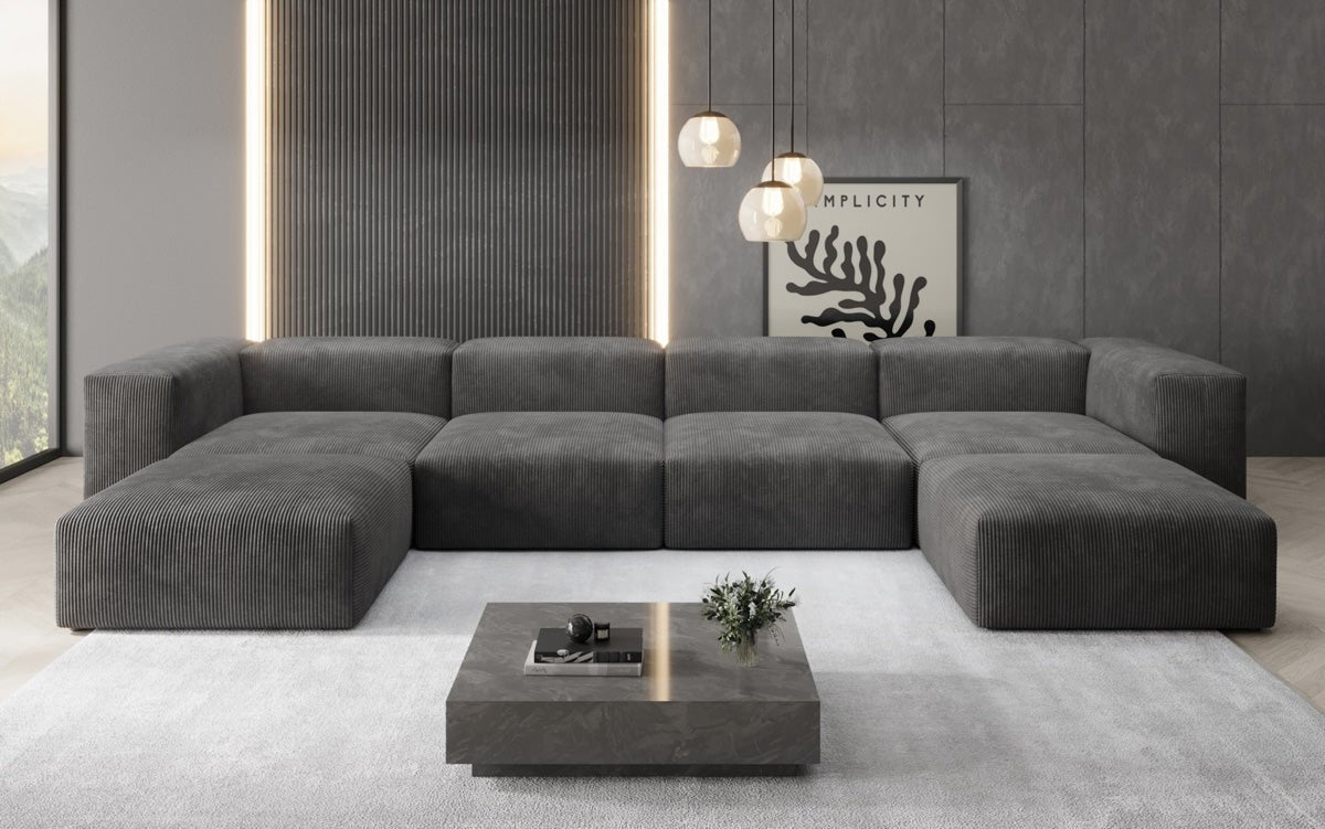 Designer U Sofa Snug aus Kord