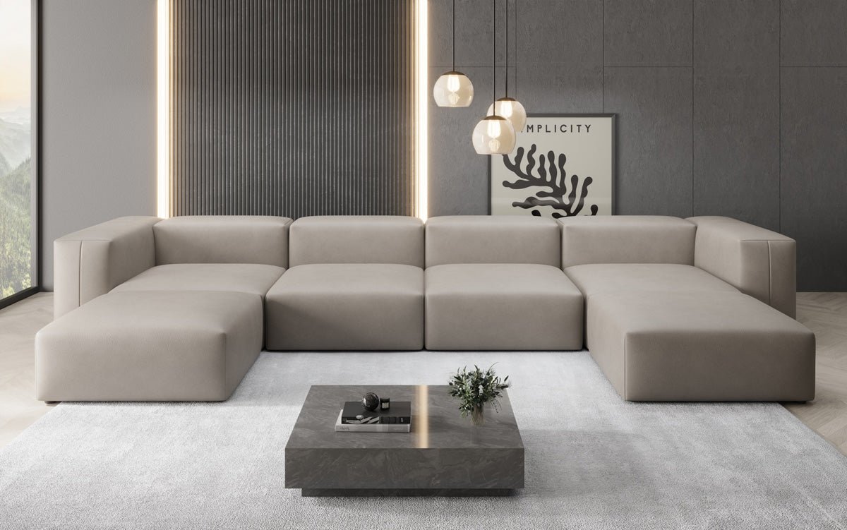 Designer U Sofa Snug in Genuine Leather
