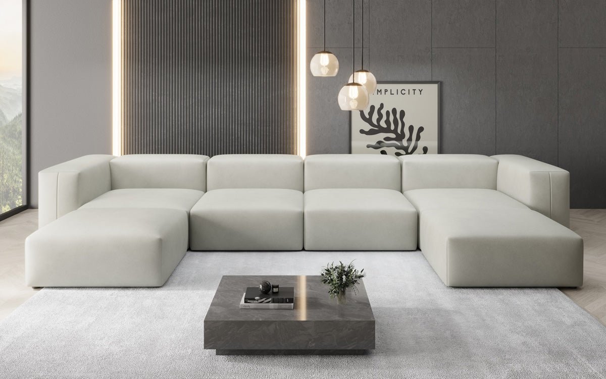Designer U Sofa Snug in Genuine Leather