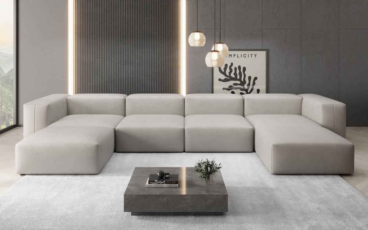 Designer U Sofa Snug in Genuine Leather